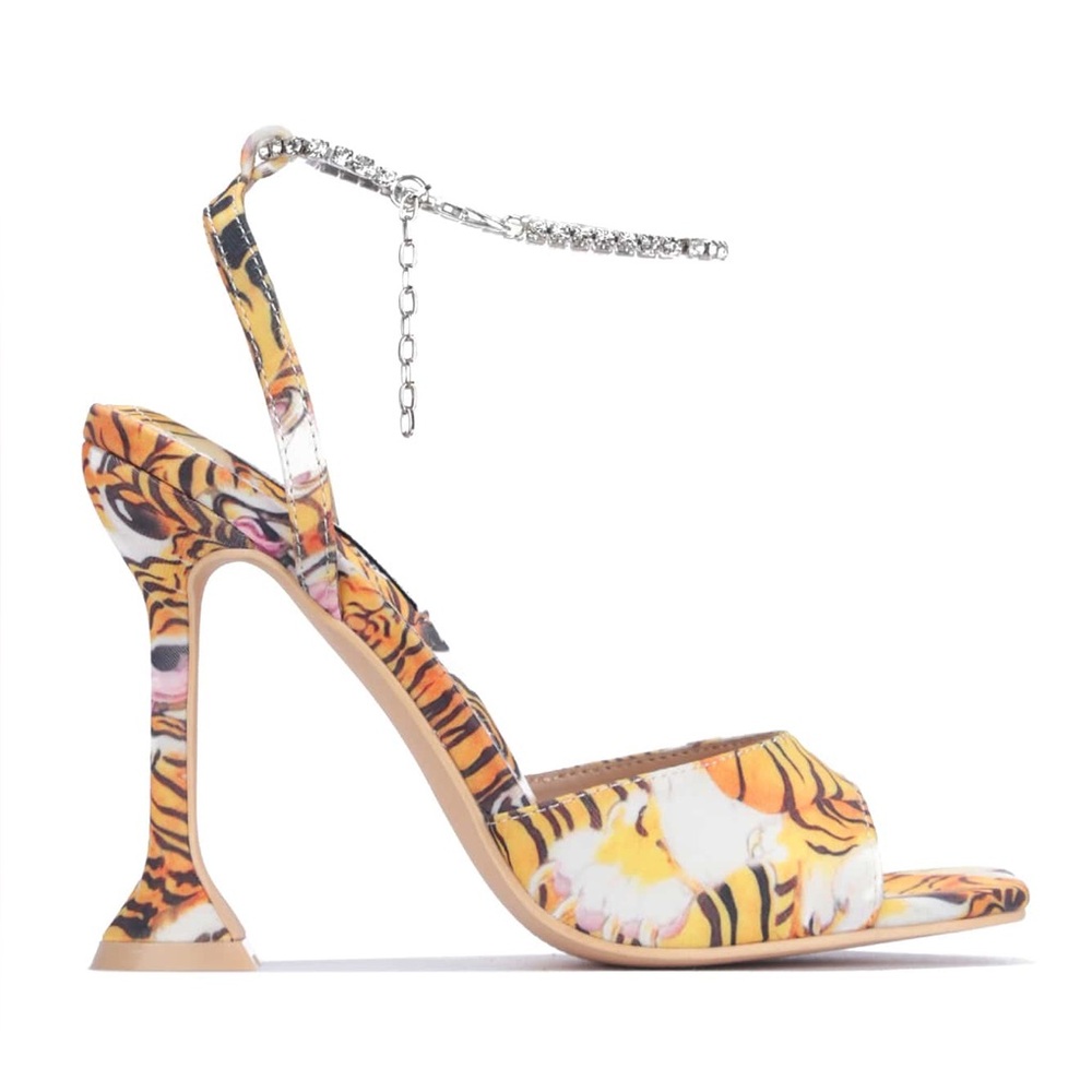 Women's  Rhinestone Square Toe Odd Shaped Heels - Single Square Toe Animal🔥